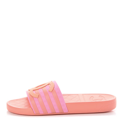 Chanel Rubber CC Flat Slide Sandals 41 Orange Pink 1 of 8