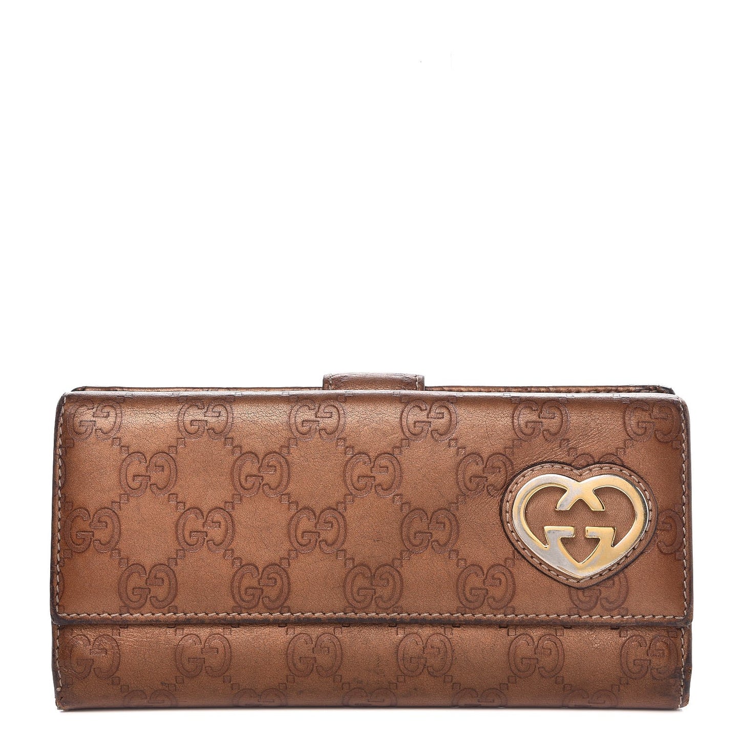 Guccissima Continental Heart Wallet Bronze