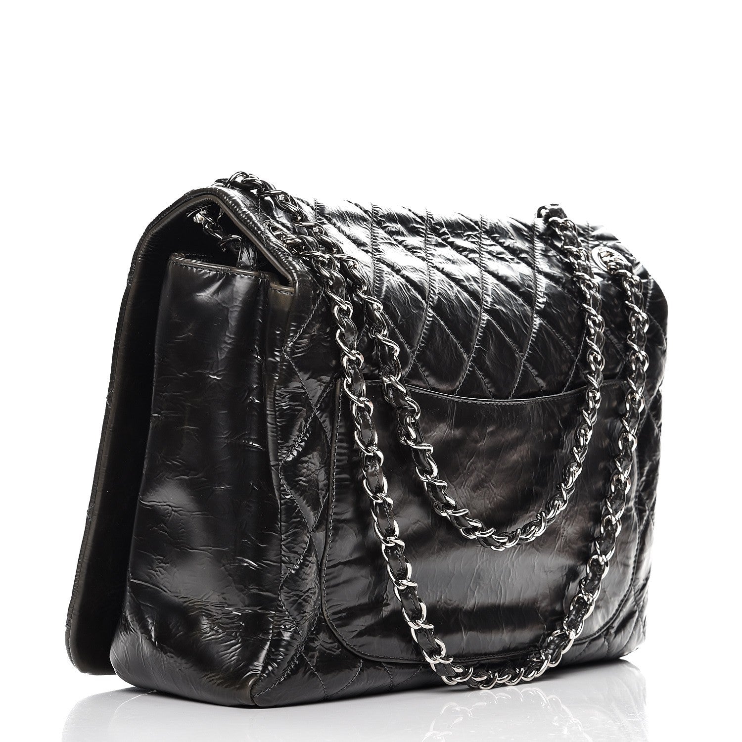 Chanel Glazed Calfskin Quilted CC Messenger Bag Black 4 of 10