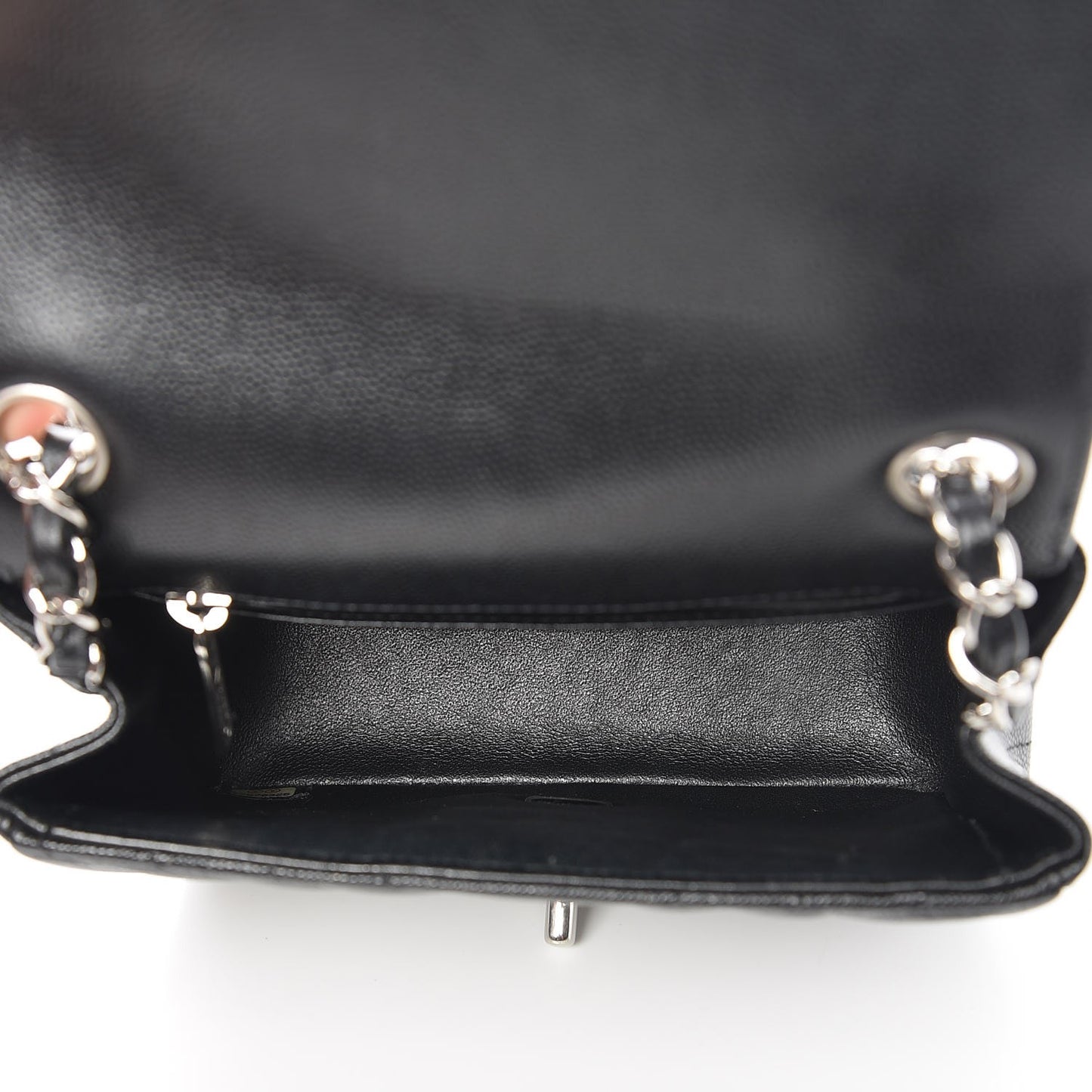 Caviar Chevron Quilted Mini Square Flap Black