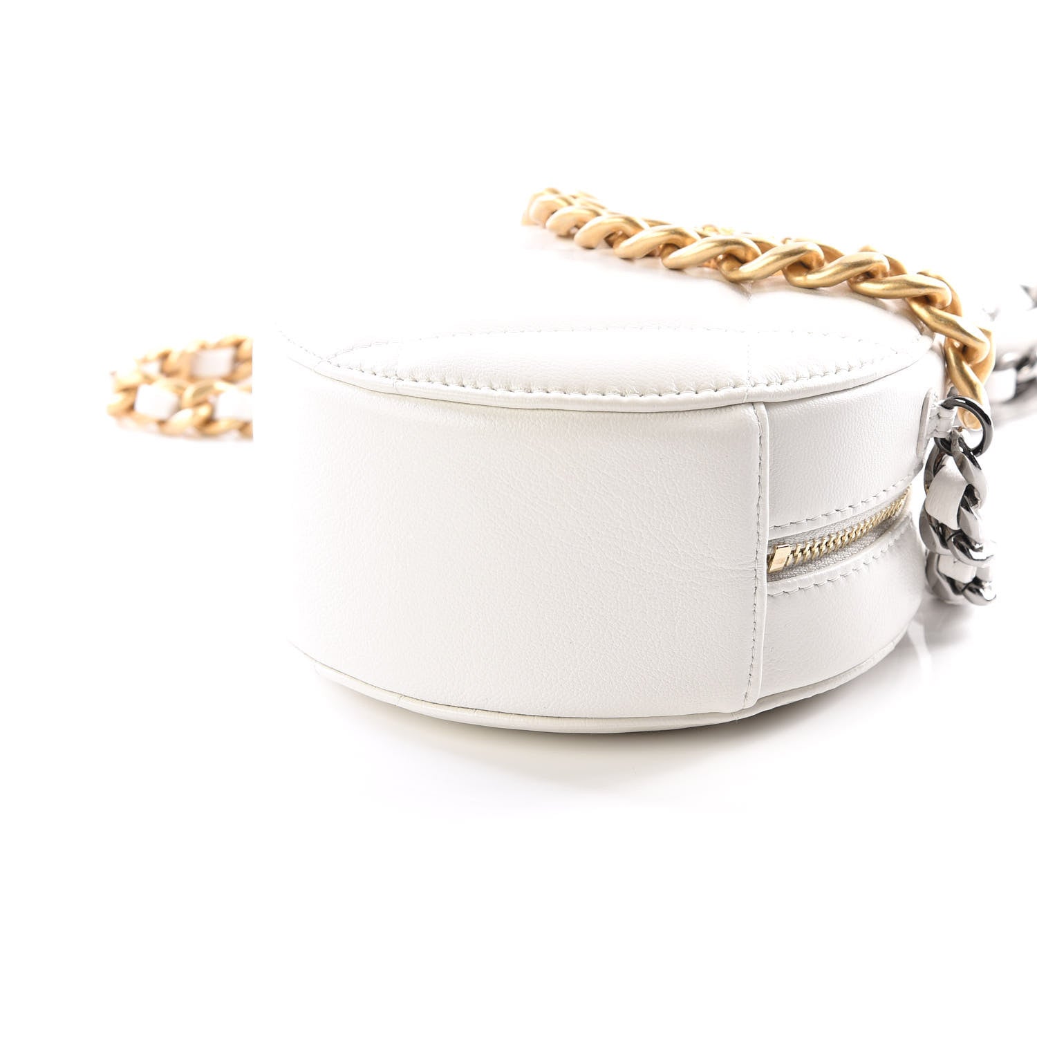 Chanel Goatskin Quilted 19 Round Clutch With Chain White 6 of 10