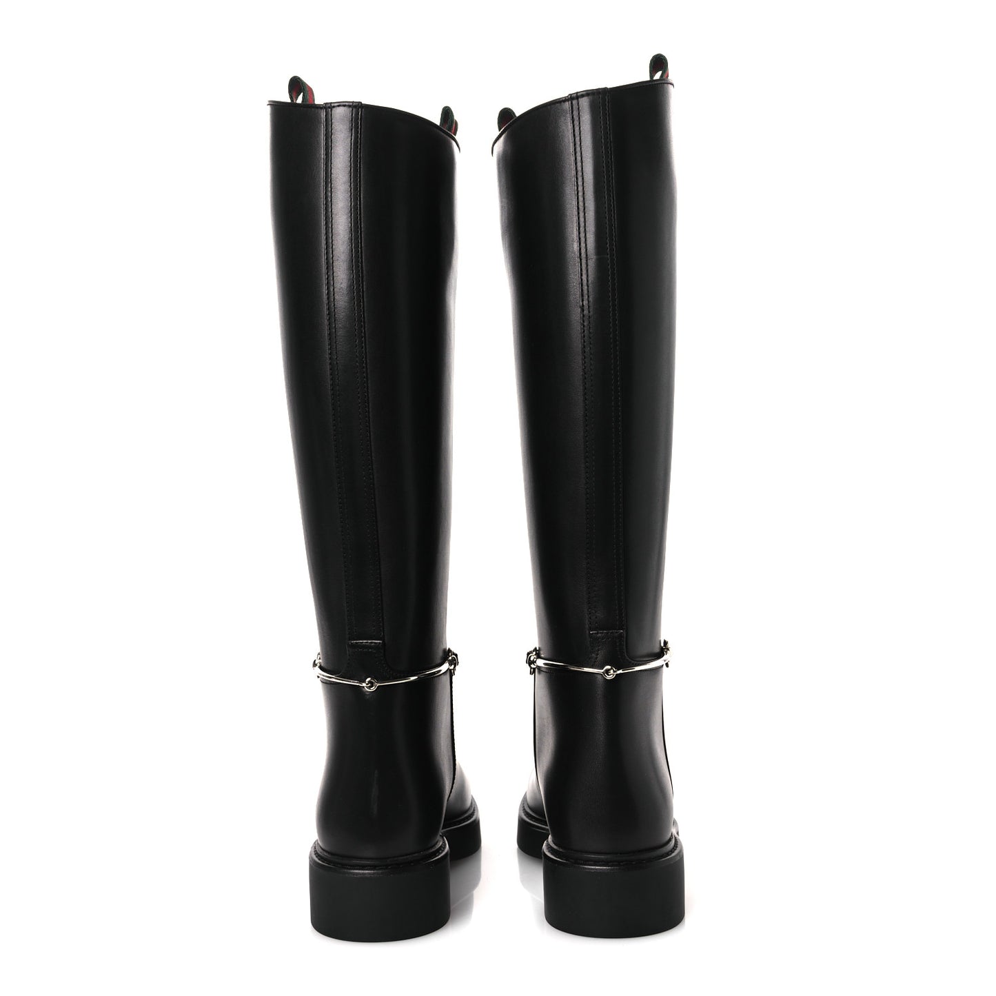 Shiny Calfskin Michelangelo Slim Horsebit Riding Boots 36 Black