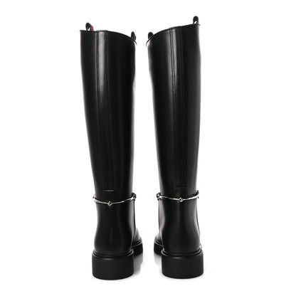 Gucci Shiny Calfskin Michelangelo Slim Horsebit Riding Boots 36 Black 11 of 22