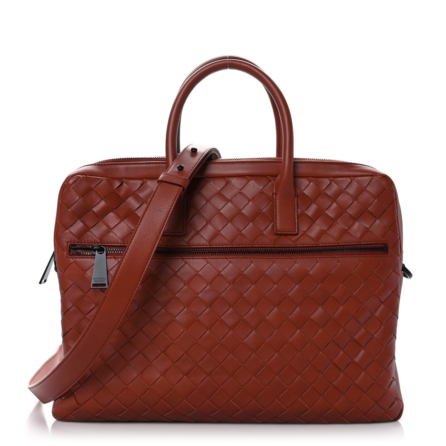 Nappa Intrecciato Briefcase Rust