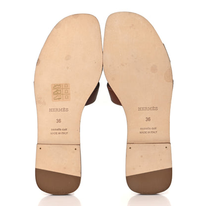 Hermes Box Calfskin Oran Sandals 36 Gold 5 of 9