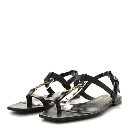 Saint Laurent Patent Calfskin Cassandra Monogram Sandals 41 Black 3 of 8