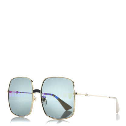 Gucci Metal Rectangular Guccify Frame Sunglasses GG0414S Gold 1 of 8