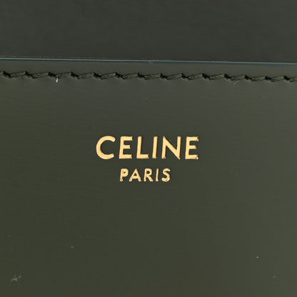 Celine Shiny Calfskin Cuir Triomphe Chain Shoulder Bag Dark Olive 6 of 13