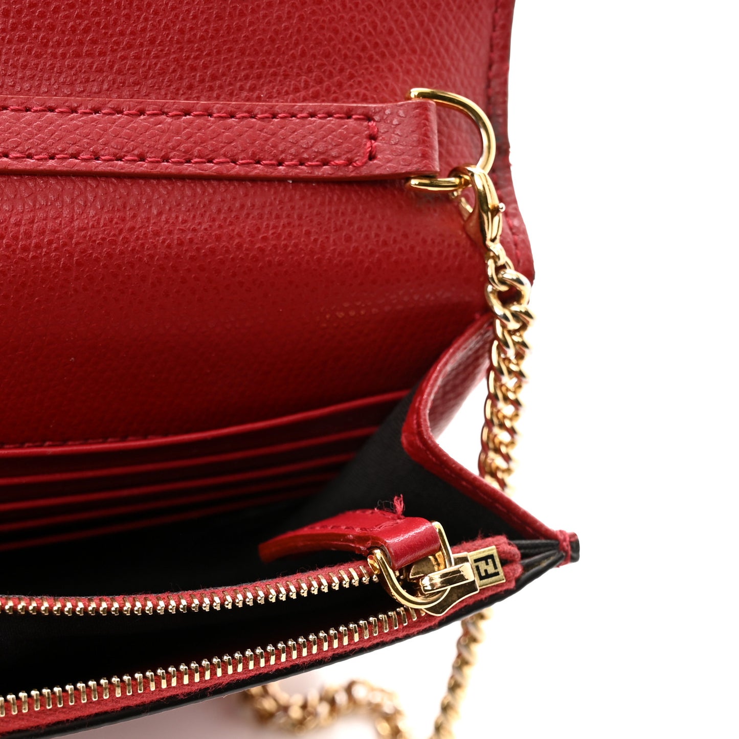 Vitello Cruise F is Fendi FF 1974 Embossed Medium Envelope Wallet On Chain Fragola Maya Black