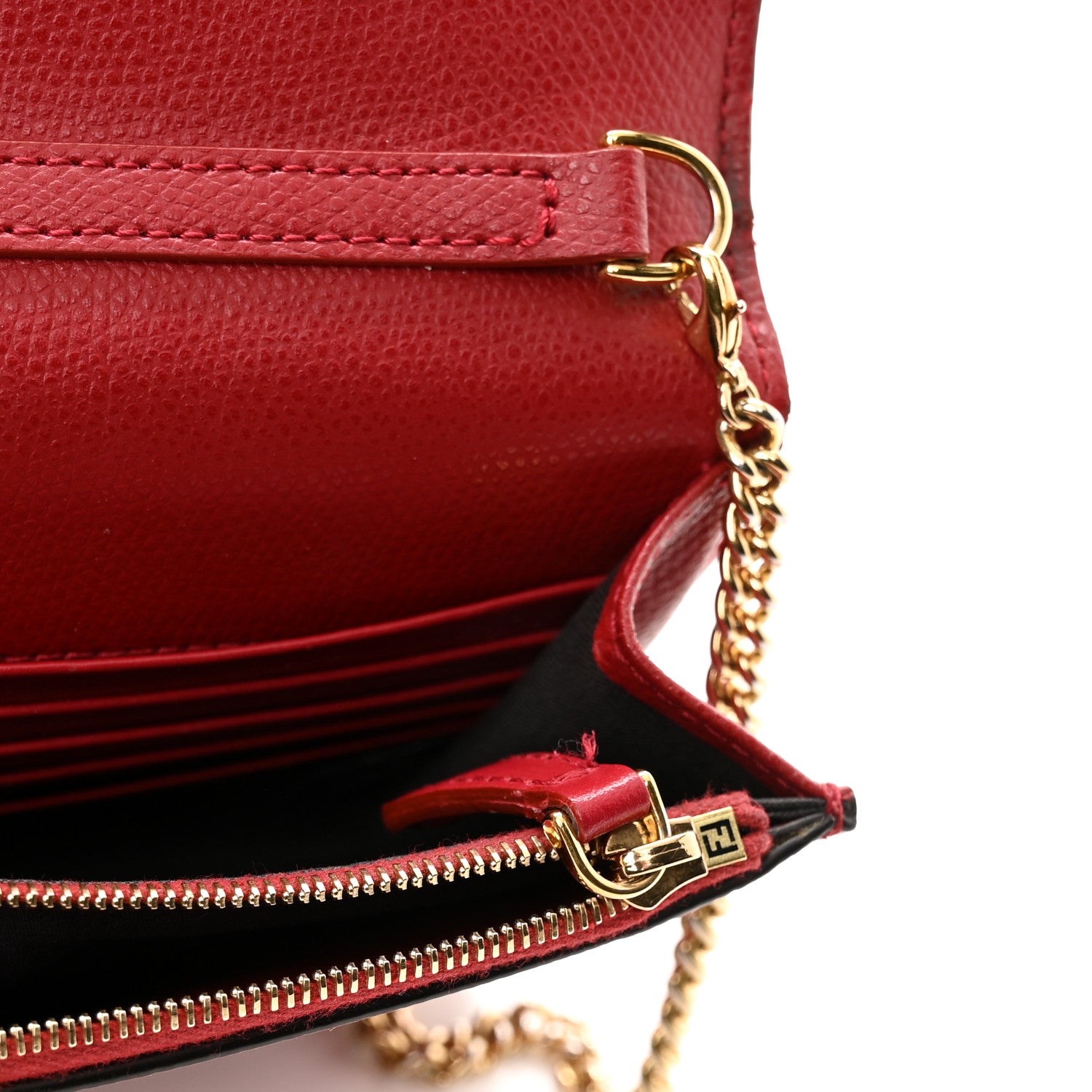 Fendi Vitello Cruise F is Fendi FF 1974 Embossed Medium Envelope Wallet On Chain Fragola Maya Black 11 of 15