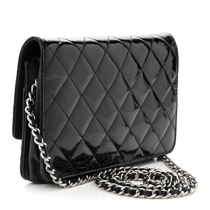 Chanel Patent Quilted Brilliant Wallet On Chain WOC Black 3 of 12