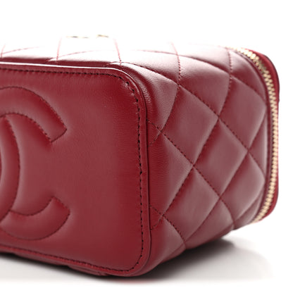 Chanel Lambskin Quilted Small Top Handle Vanity Case With Chain Burgundy 10 of 11