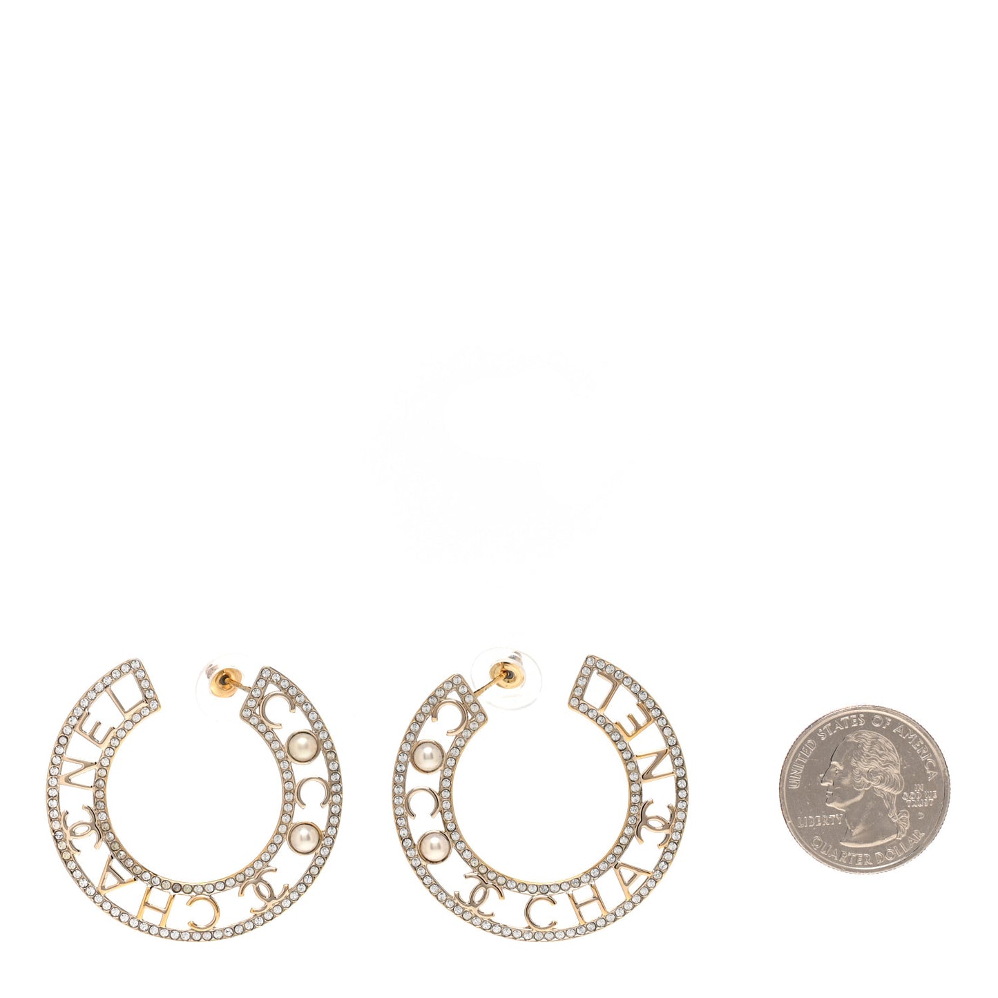 Crystal Pearl Bow-tiful CC Hoop Earrings Gold