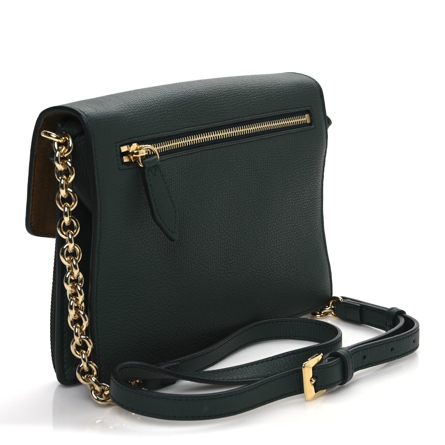 Derby Calfskin House Check Small Macken Crossbody Bag Dark Bottle Green