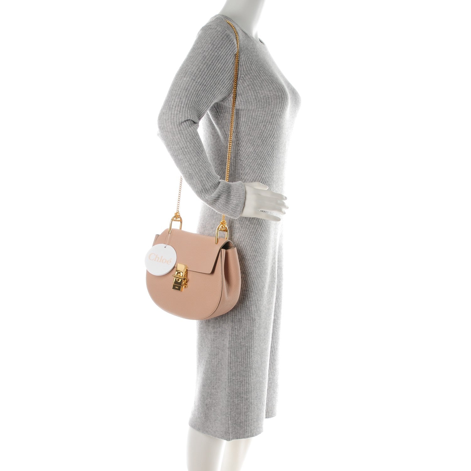 Chloe Grained Lambskin Drew Shoulder Bag Cement Pink 2 of 6