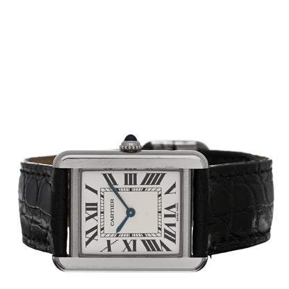 Cartier Stainless Steel Alligator 24mm Tank Solo Quartz Watch 2 of 6