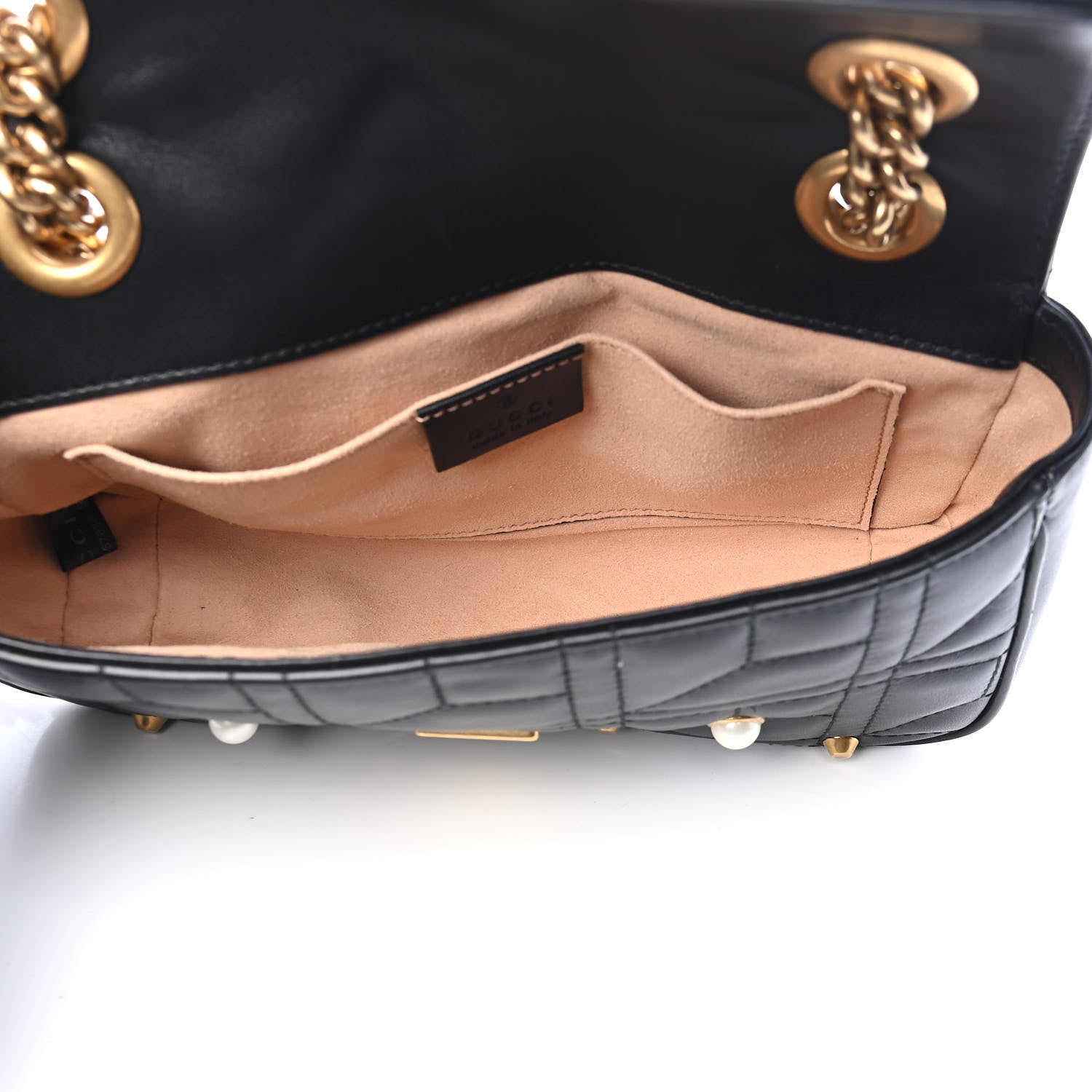 Gucci Calfskin Matelasse Studded Mini Pearly GG Marmont Shoulder Bag Black 5 of 11
