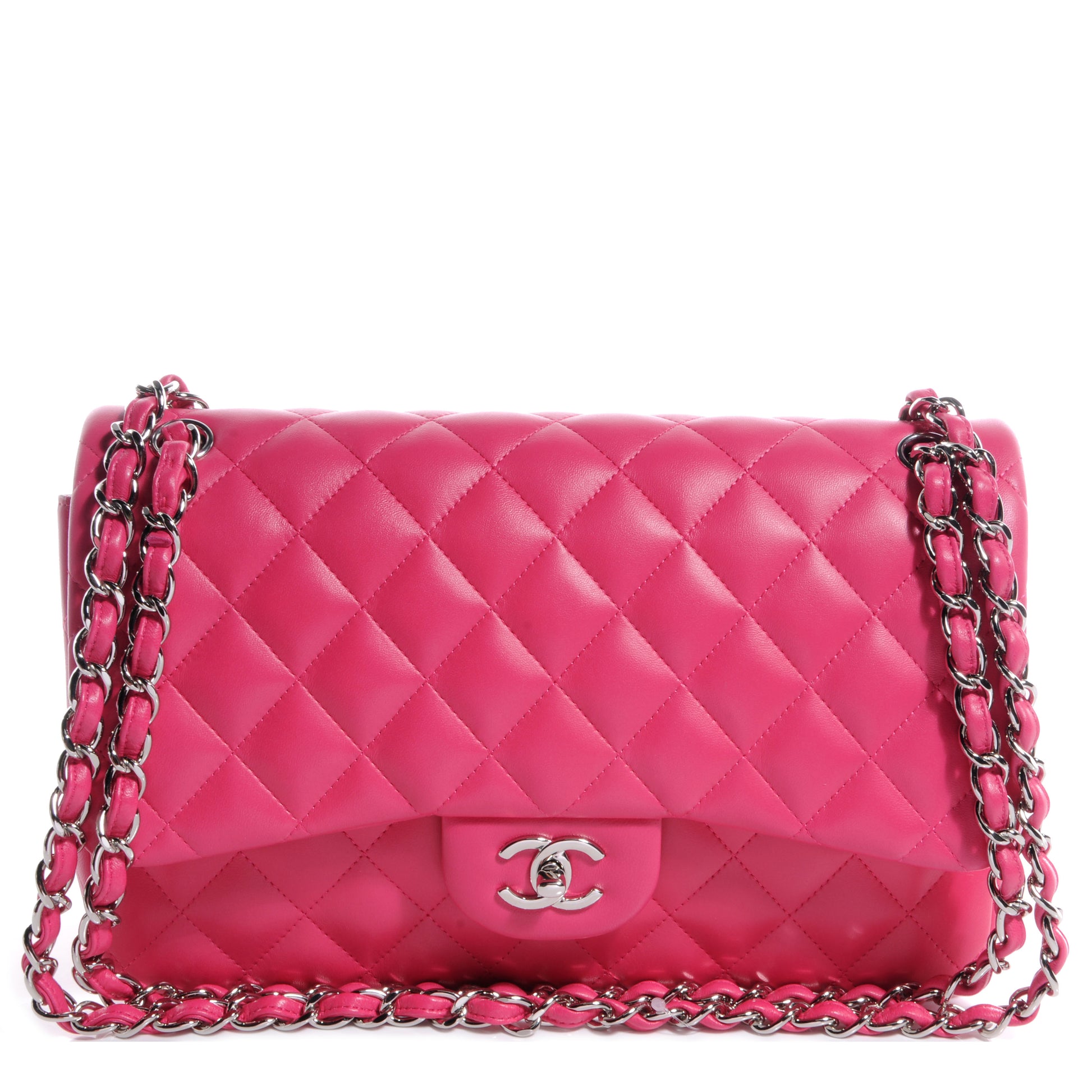 Chanel Lambskin Quilted Jumbo Double Flap Dark Pink 1 of 8