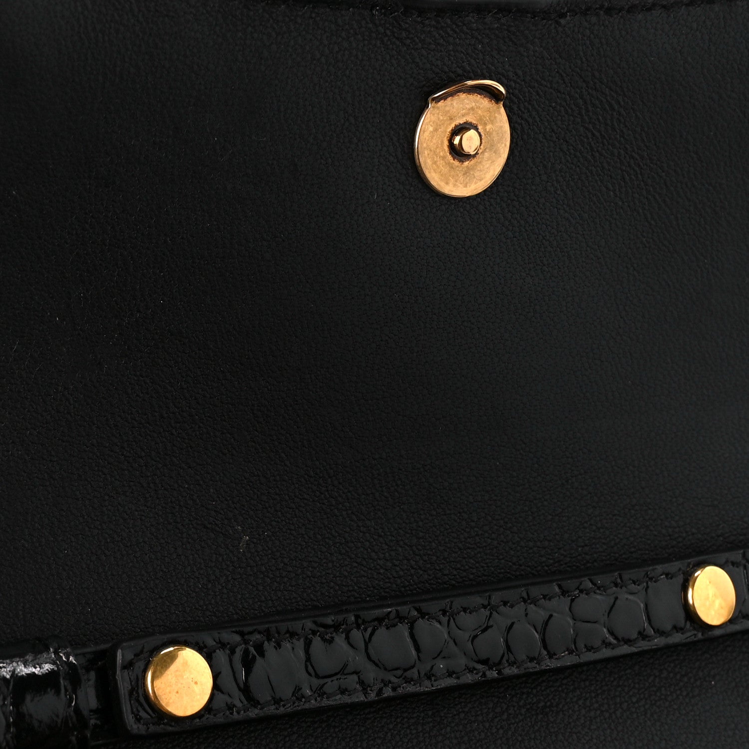 Balenciaga Shiny Calfskin Crocodile Embossed Hourglass Chain Bag Black 9 of 9