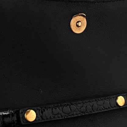 Balenciaga Shiny Calfskin Crocodile Embossed Hourglass Chain Bag Black 9 of 9