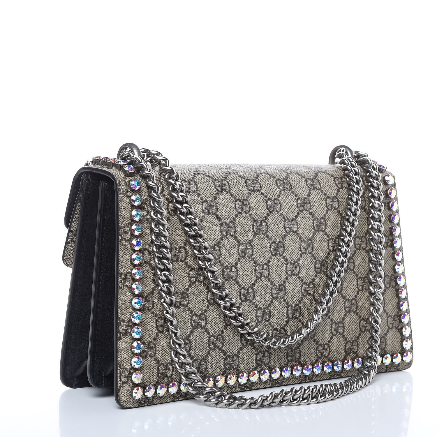Gucci GG Supreme Monogram Crystal Small Dionysus Shoulder Bag Black 4 of 10