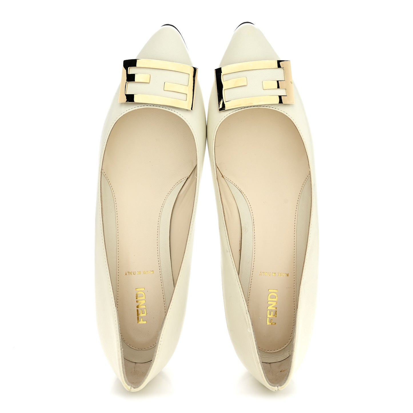 Vitello Cuoio FF Ballerina Flats 37.5 White