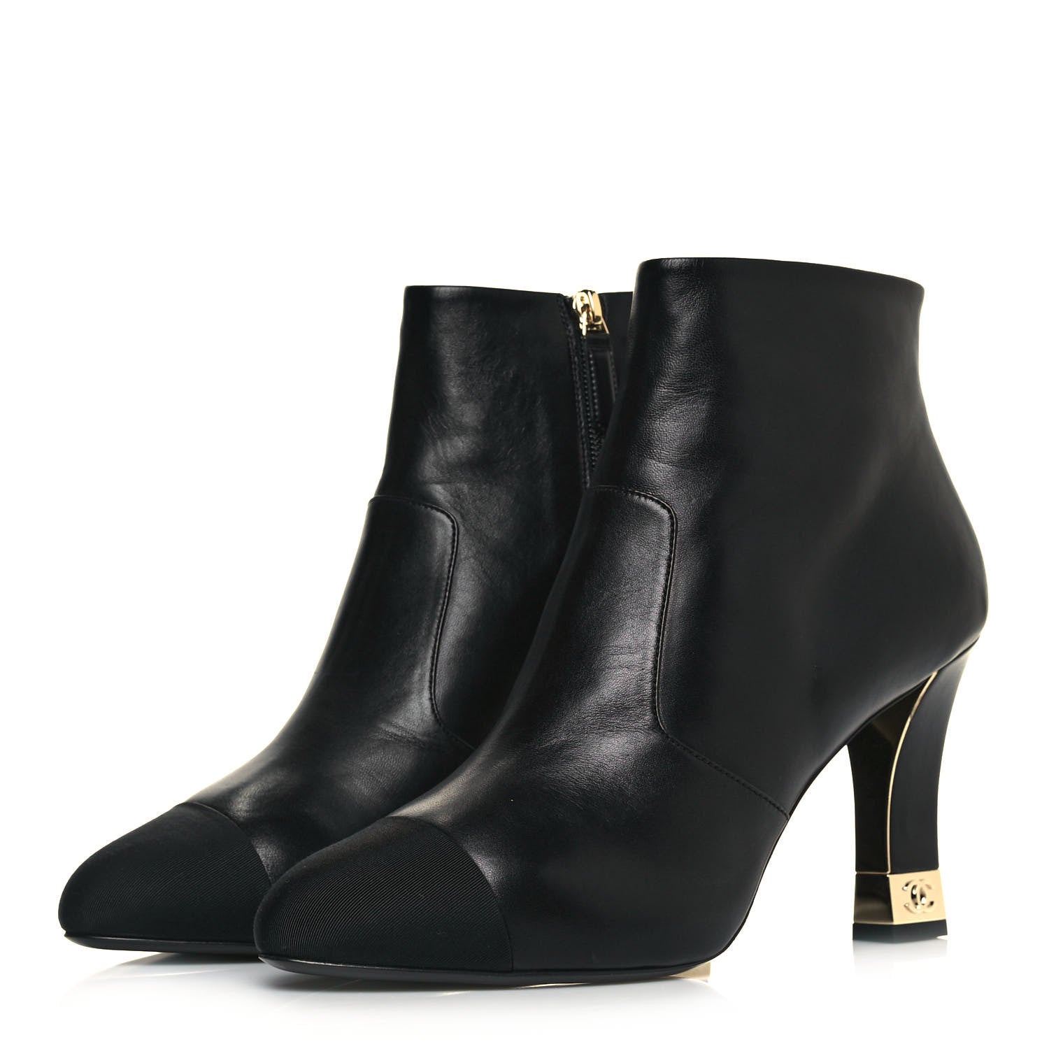 Chanel Lambskin Grosgrain Cap Toe Short Ankle Boots 41 Black 3 of 10