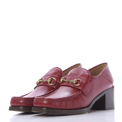 Gucci Malaga Kid Horsebit Loafer Pumps 39.5 Hibiscus Red 3 of 10