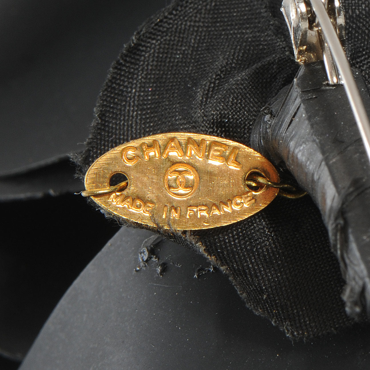 Camellia Flower Brooch Black