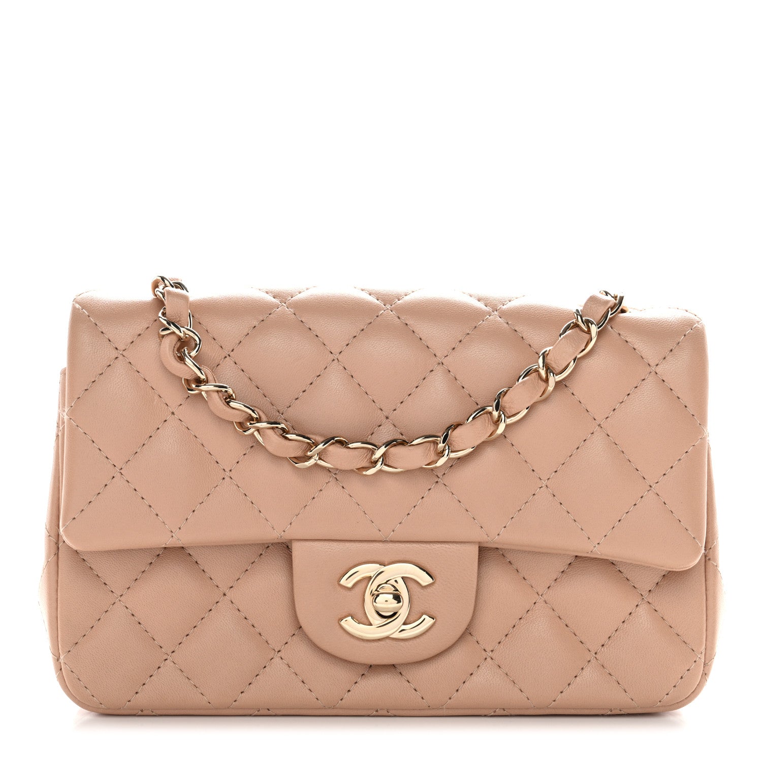 Chanel Lambskin Quilted Mini Rectangular Flap Beige 1 of 11