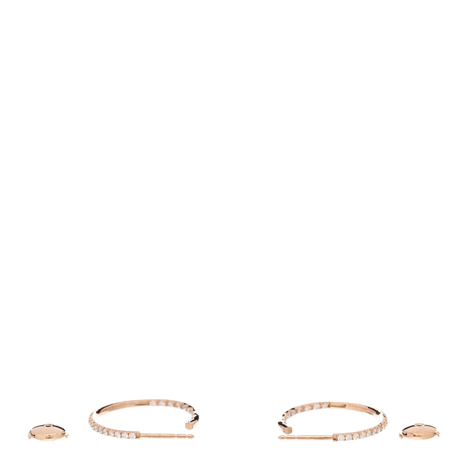 Tiffany 18K Rose Gold Diamond Medium Metro Hoop Earrings 3 of 4