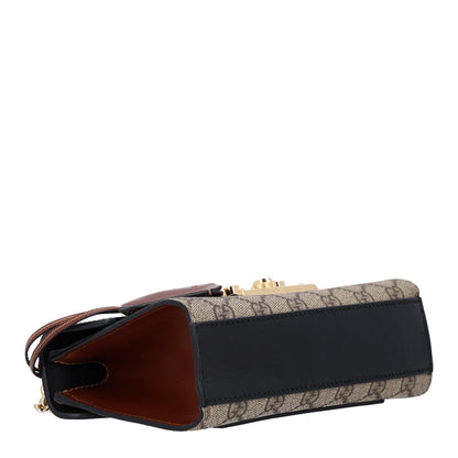 Gucci GG Supreme Monogram Calfskin Small Padlock Shoulder Bag Beige Black Cuir 4 of 10