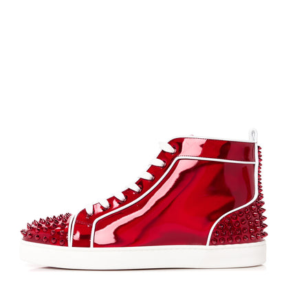 Christian Louboutin Metallic Patent Psychic Nappa Mens Lou Spikes 2 Flat High Top Sneakers 44 Loubi 1 of 9