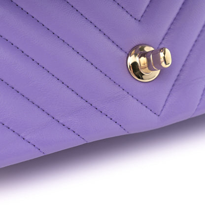 Chanel Lambskin Chevron Quilted Mini Rectangular Flap Purple 11 of 12
