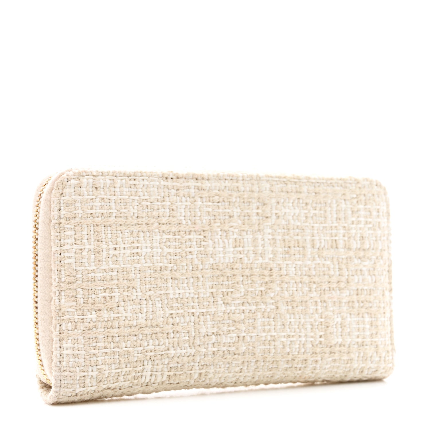 Chanel Lurex Canvas Deauville Medium Zip Around Wallet Beige 3 of 10