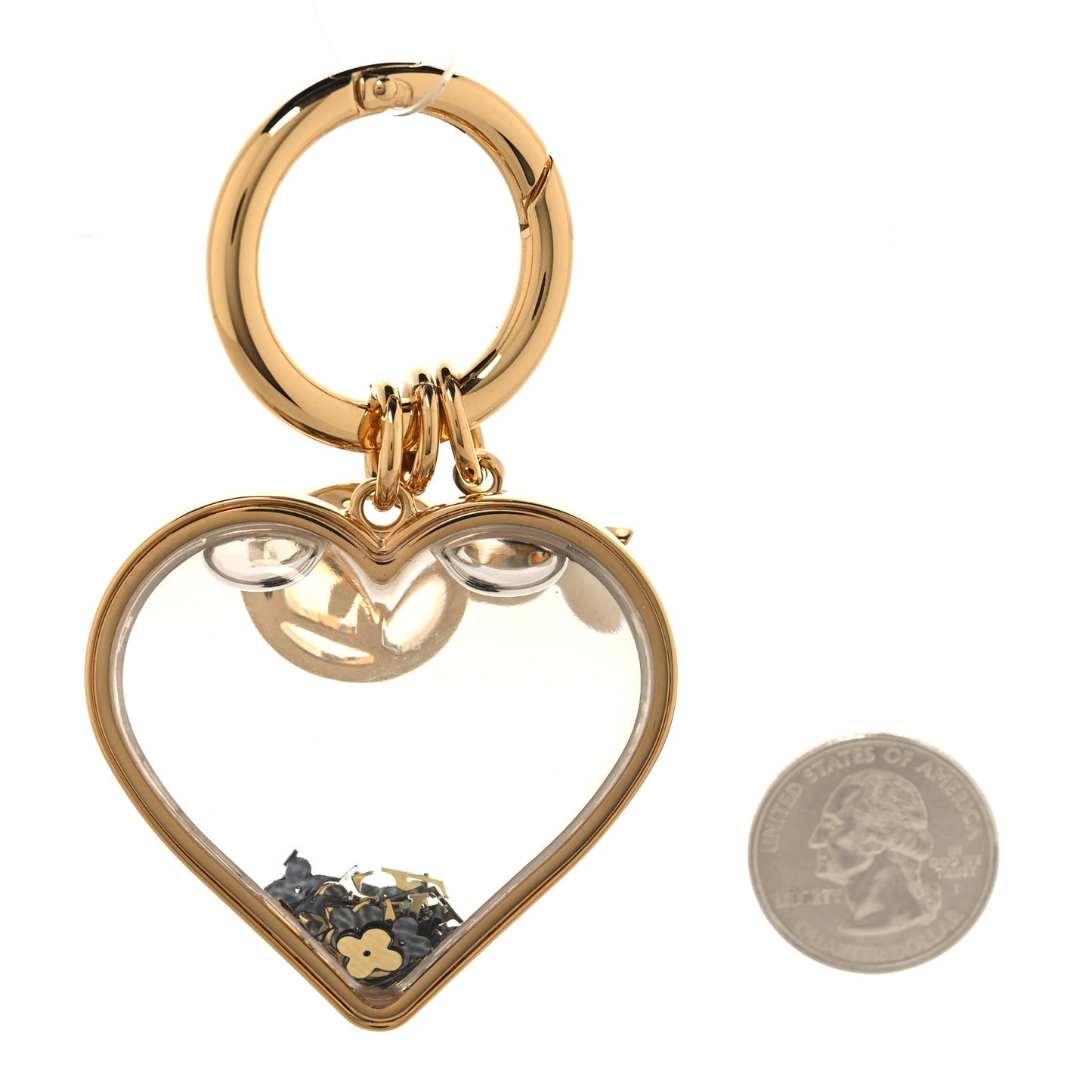Plexiglass Metal I LV U Bag Charm Key Holder Transparent Gold