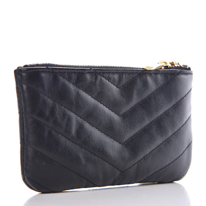 Saint Laurent Calfskin Matelasse Monogram Key Pouch Black 3 of 8