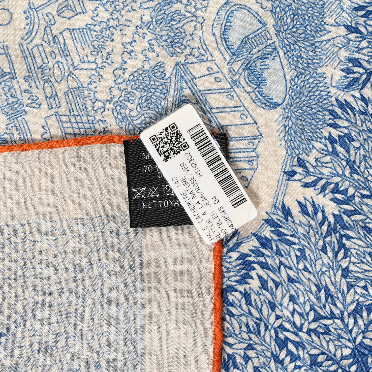 Hermes Cashmere Silk Retour a la Nature 140 Bleu Jean Rose Vert 4 of 4