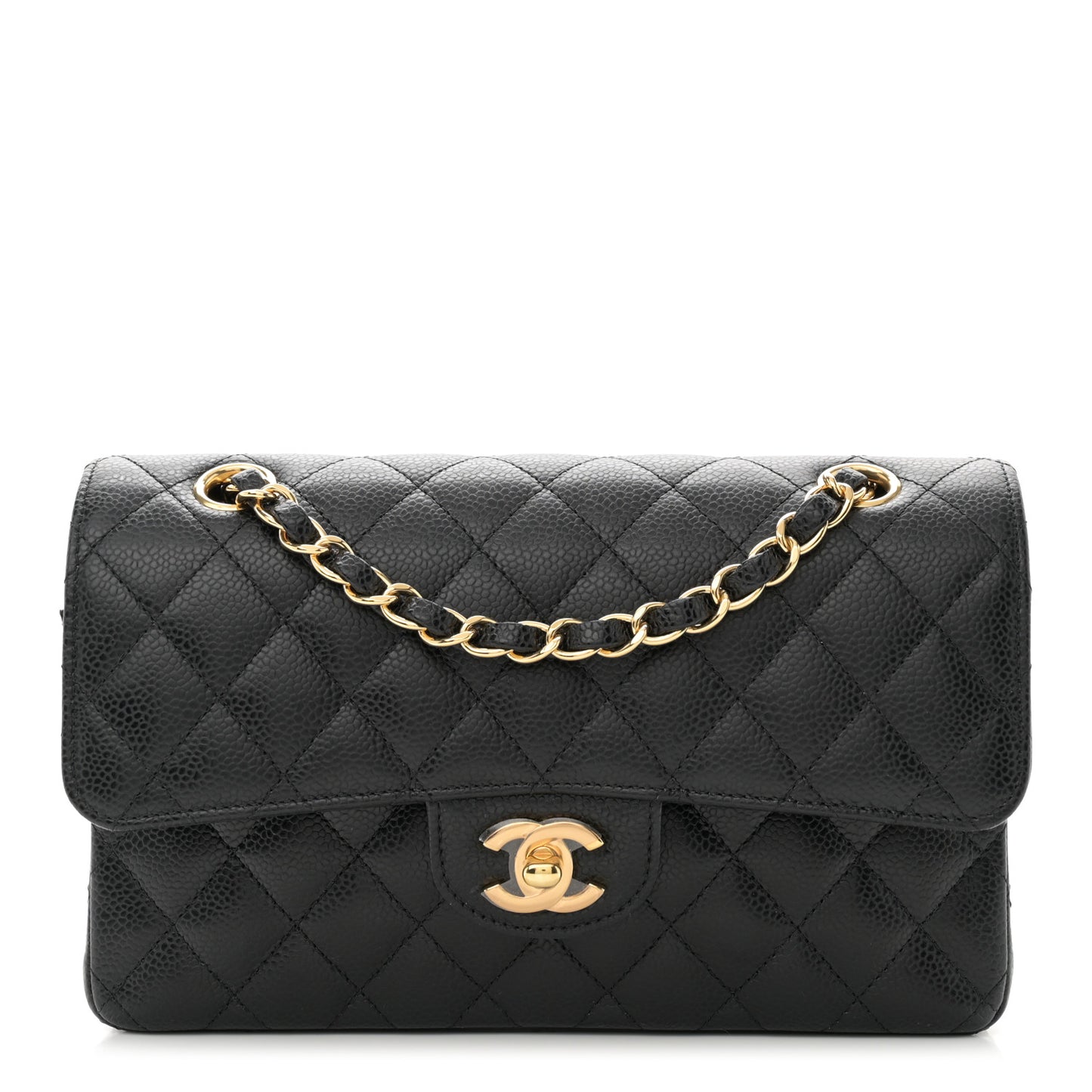 Caviar Quilted Small Double Flap Black