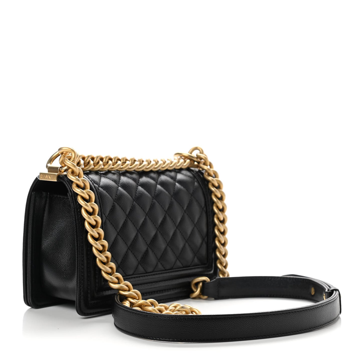 Caviar Quilted Small Boy Flap Black