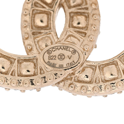 Chanel Crystal Timeless CC Earrings Light Gold 4 of 5