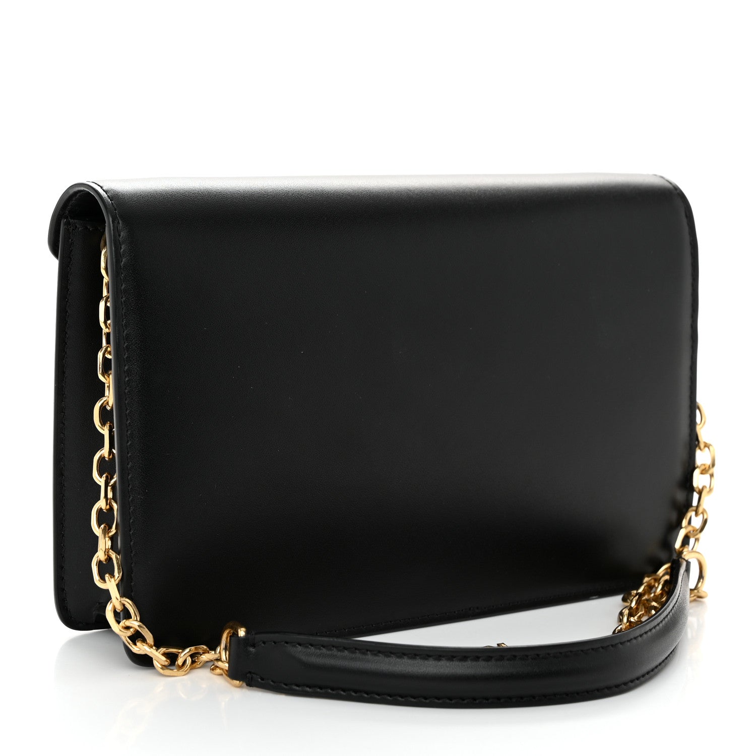Celine Shiny Calfskin Triomphe Maillon Wallet on Chain Black 3 of 10