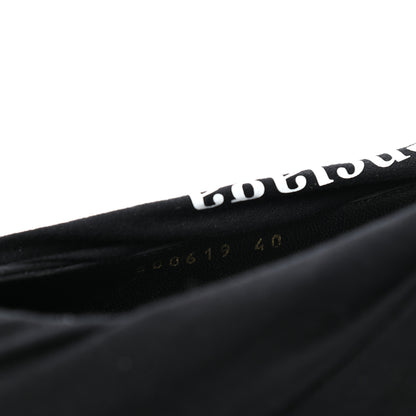 Balenciaga Jersey Crepe Political Campaign Logo Knife Pointed Slingback Flats 40 Black White Rouge 10 of 10