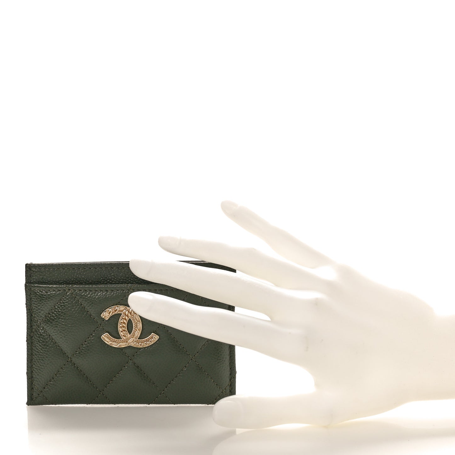Caviar Quilted Multi Chain Card Holder Green