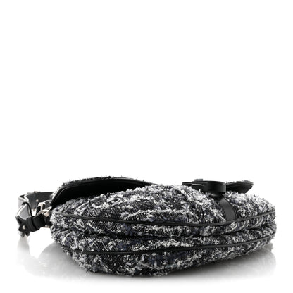 Christian Dior Tweed Saddle Bag Black Silver 4 of 15
