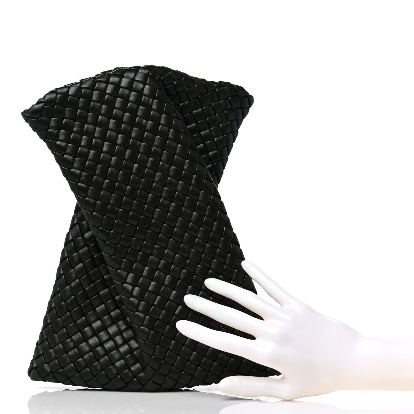 Nappa Intrecciato Crisscross Clutch Vert Fonce