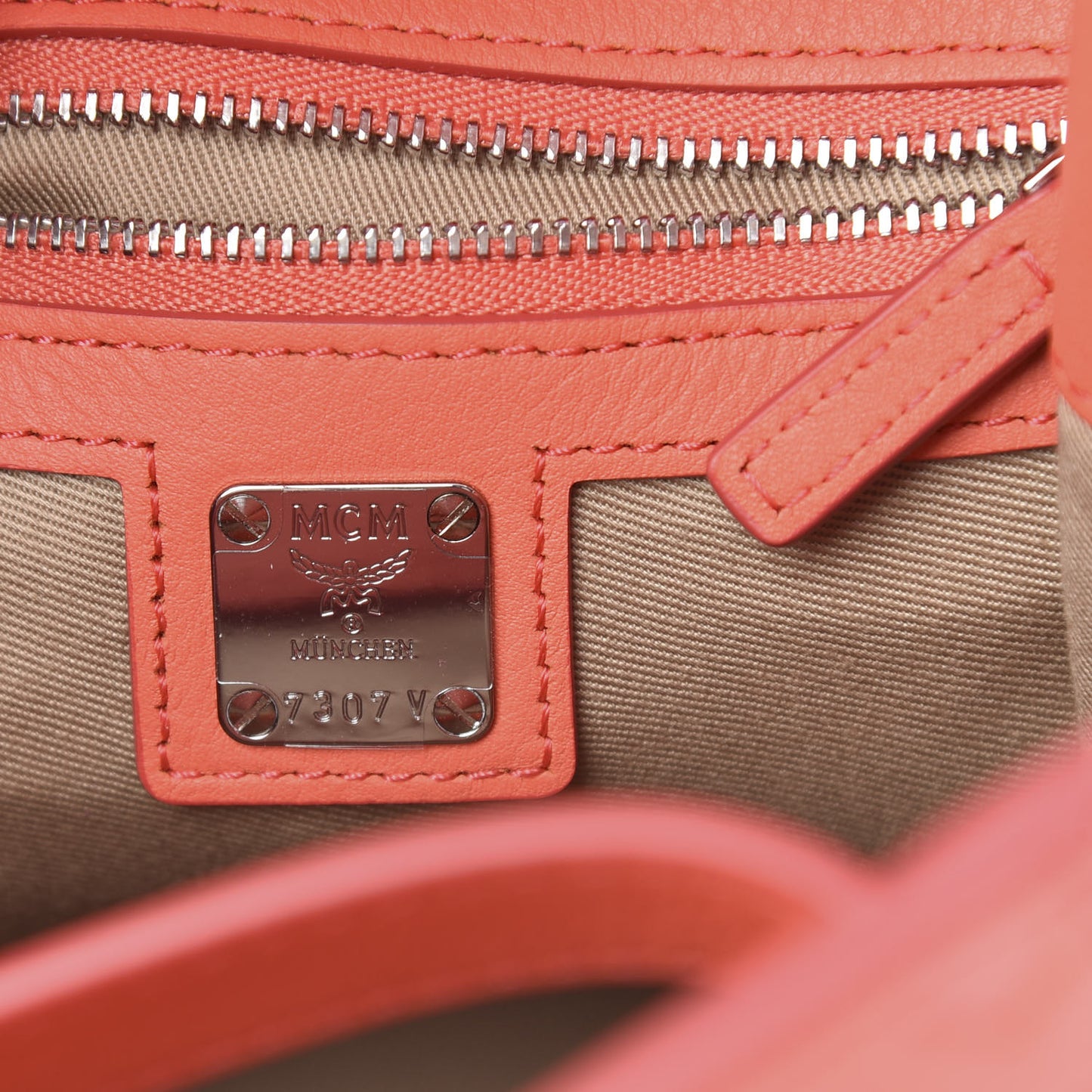 Calfskin Essential Monogram Small Backpack Hot Coral