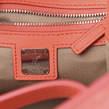 MCM Calfskin Essential Monogram Small Backpack Hot Coral 5 of 9