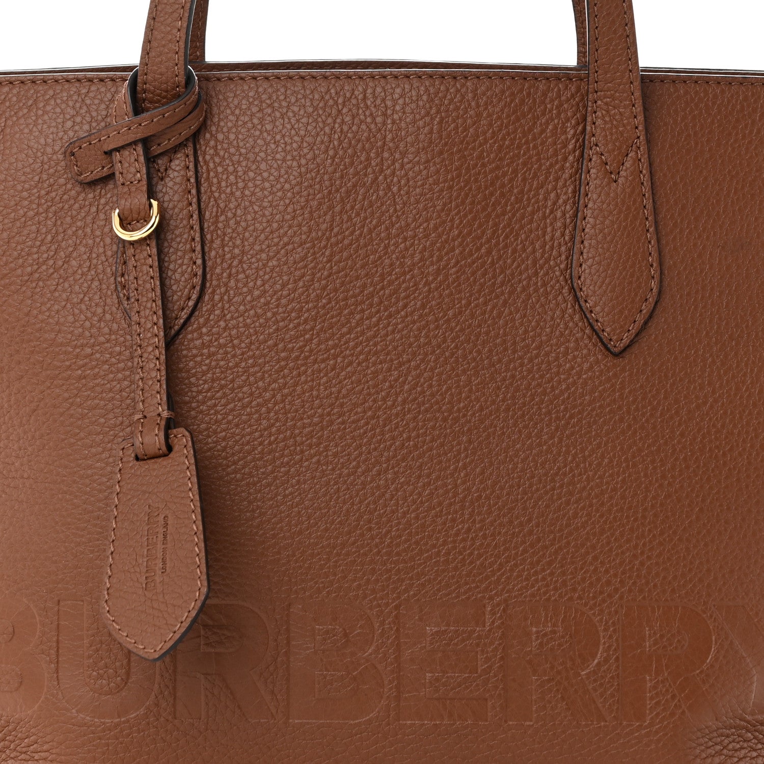 Burberry Calfskin Logo Embossed Medium Ardwell Tote Tan 7 of 9