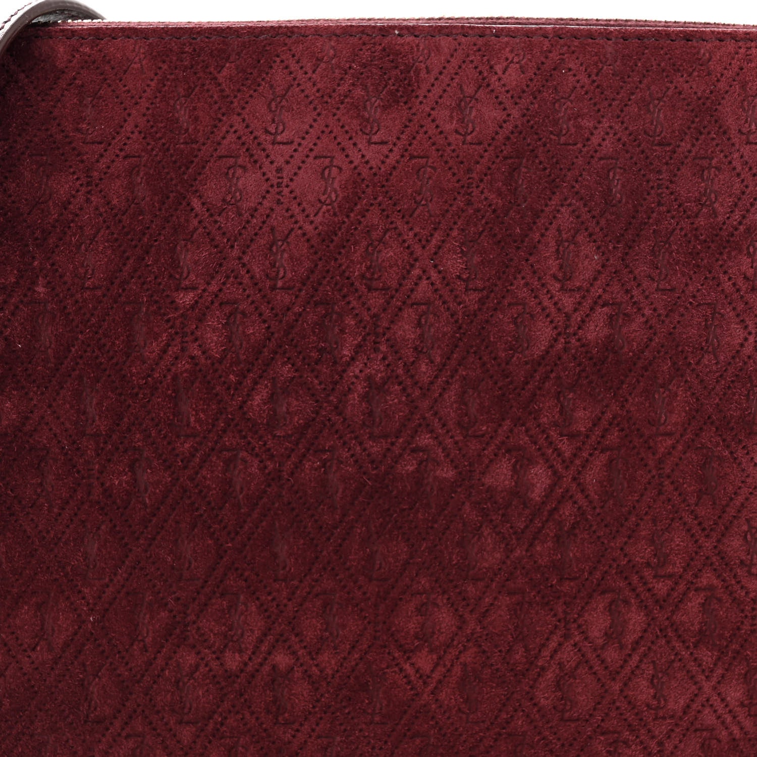 Saint Laurent Suede All-Over Monogram Crossbody Burgundy 8 of 10